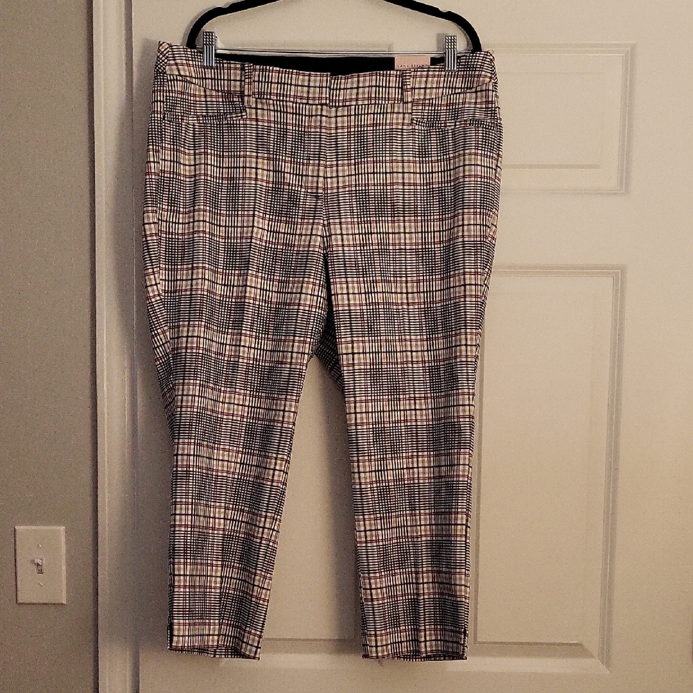 Lane Bryant Plaid Capris - Black, White, Pink, Tan